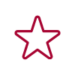 An outline of a five-pointed star in red against a transparent background.